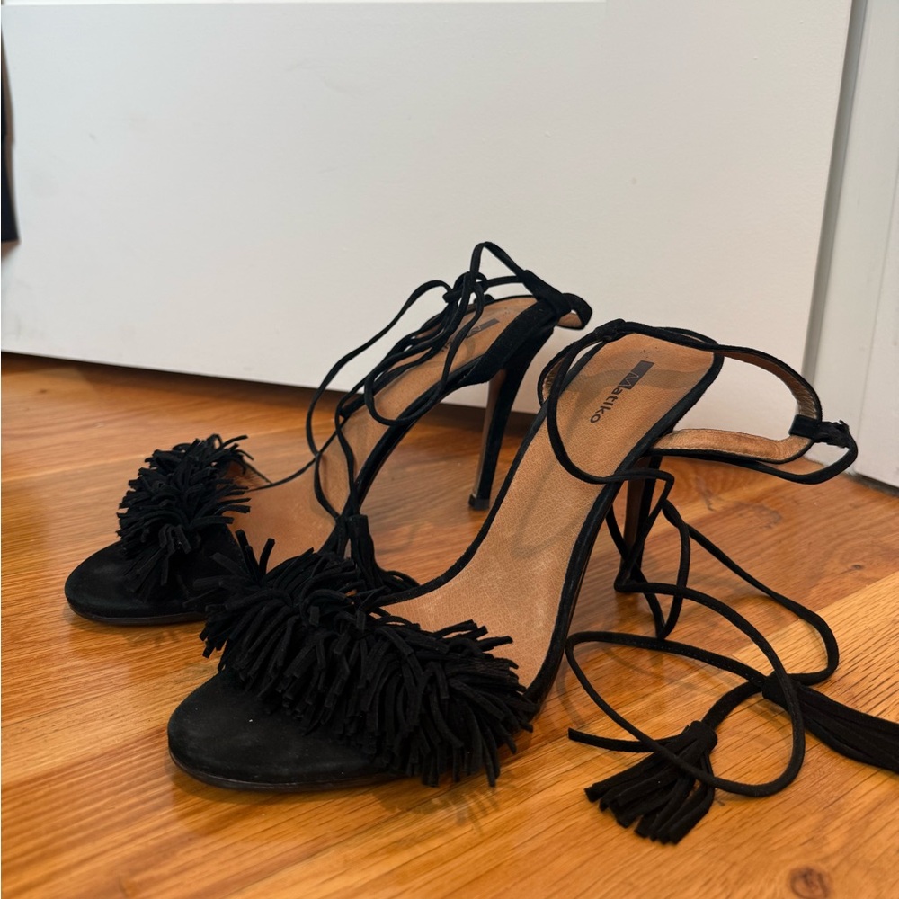 Black Suede Strappy Women's Heels